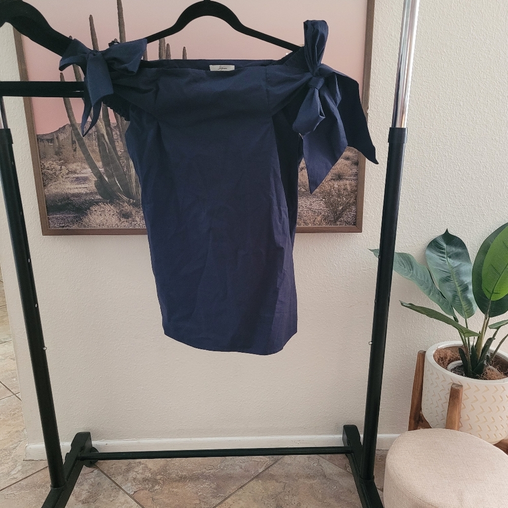 Navy Blue Off-Shoulder Blouse